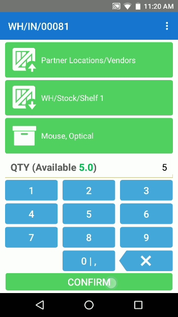 Odoo warehouse scanner