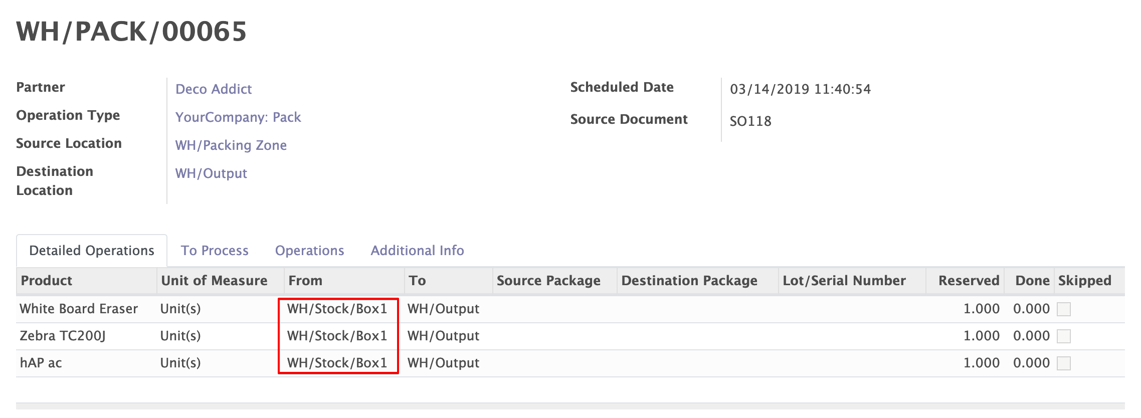 Odoo warehouse scanner