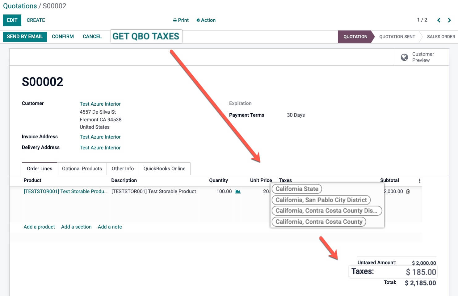 Get QuickBooks taxes to Odoo