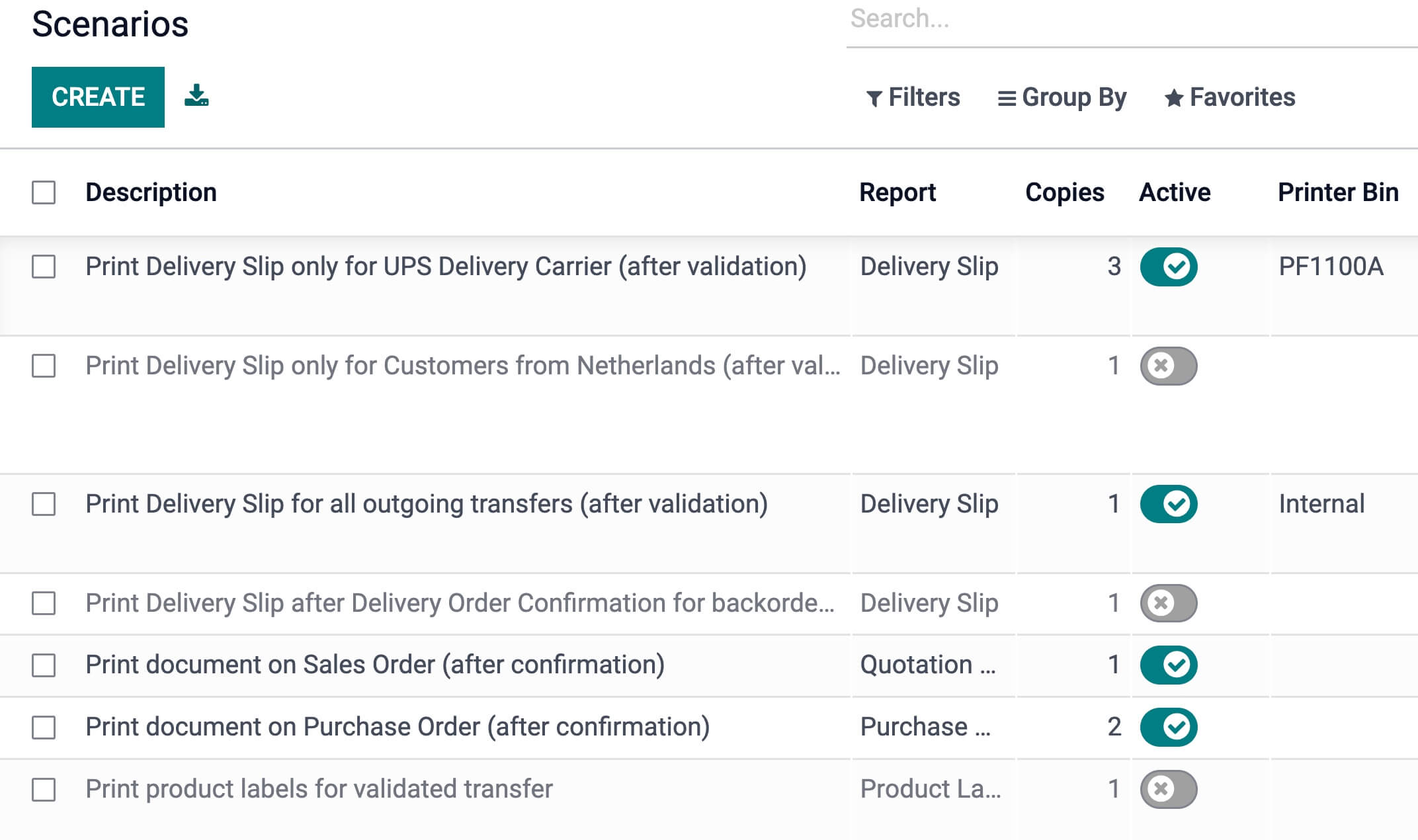 odoo automatic print scenarios