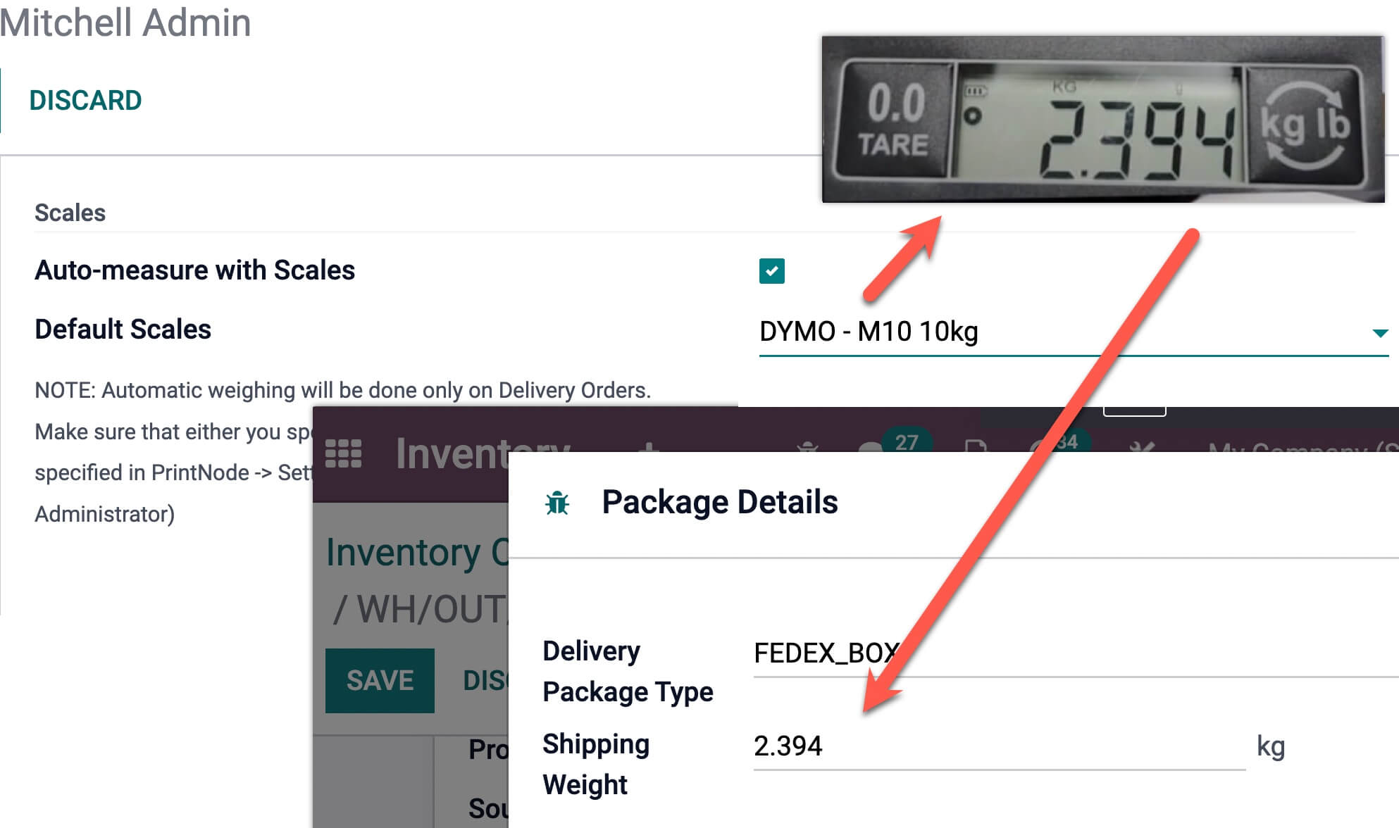 weigh parcel in Odoo