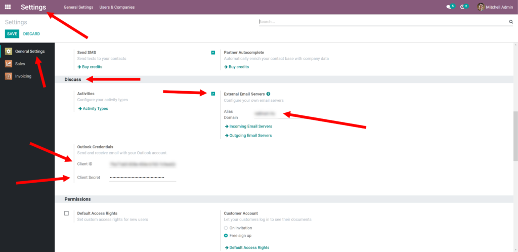configuring outgoing mail in odoo