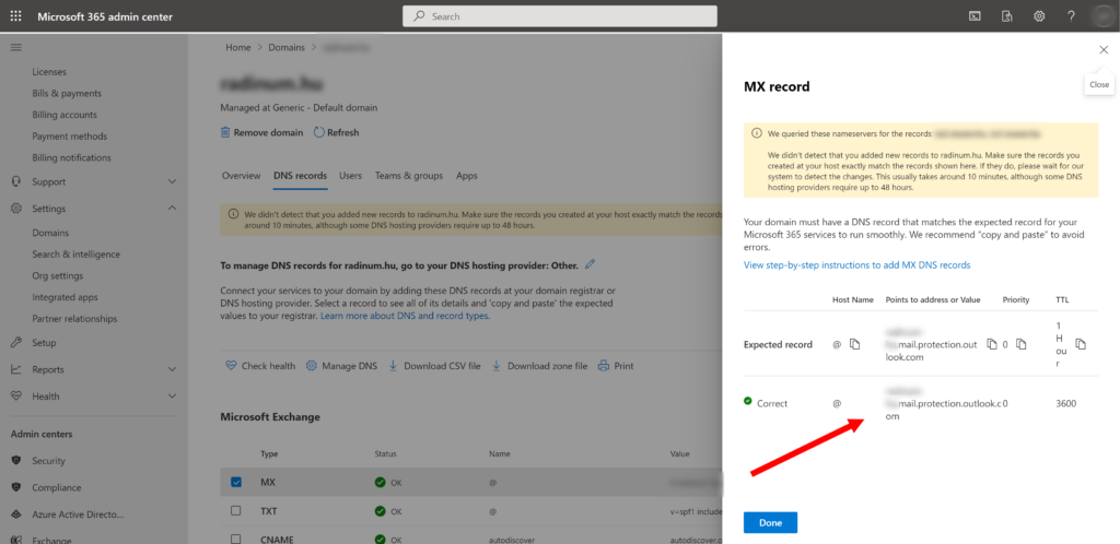 configuring of a domain dns records