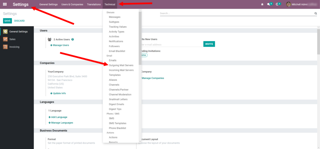 configuring of odoo incoming connection