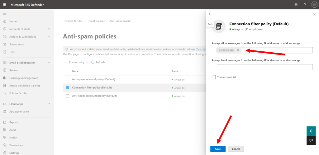 configuring of a anti spam thread policy in odoo