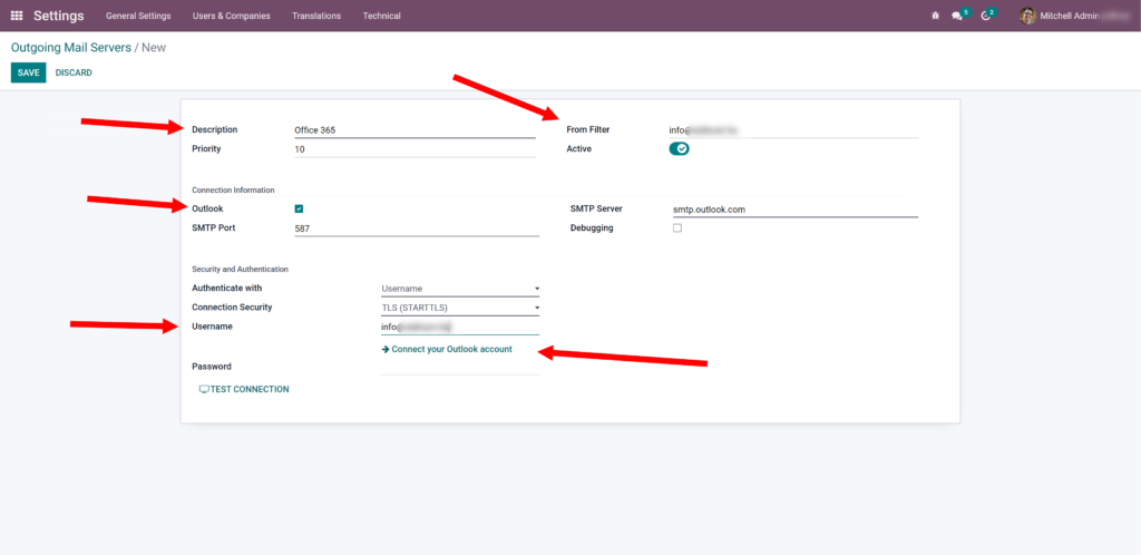 configuring of odoo