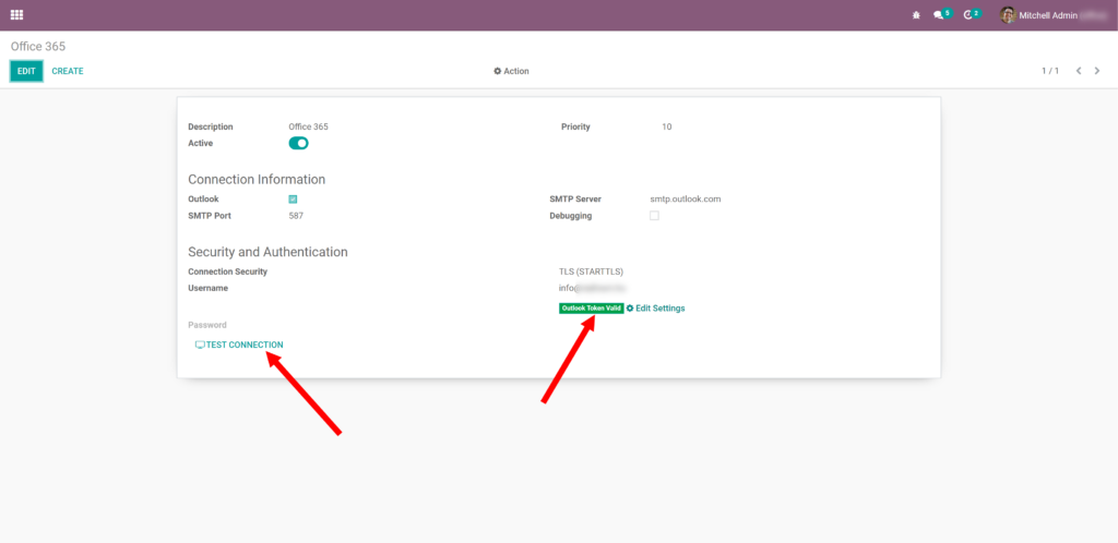 odoo incoming connection