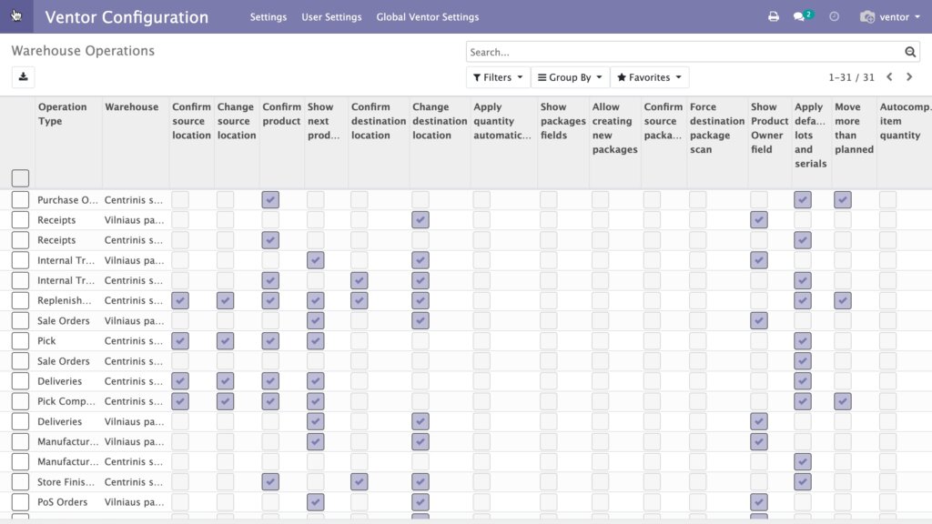 odoo ventor configuration