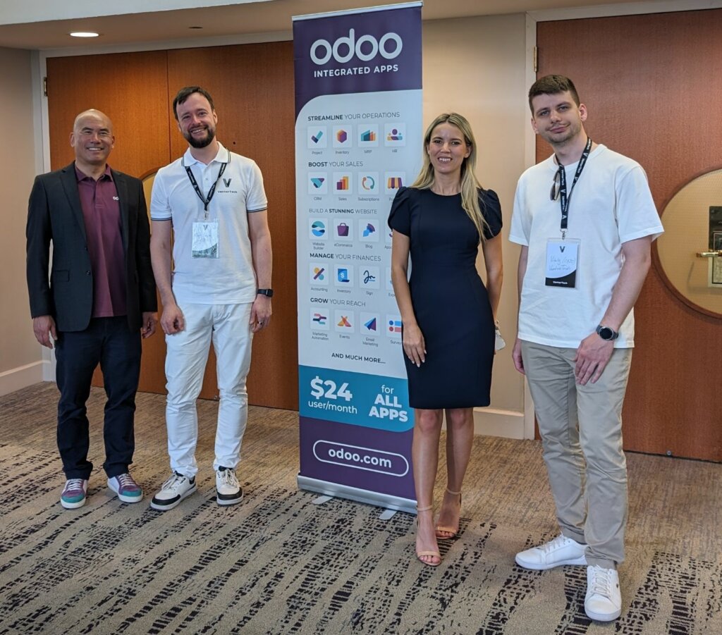 VentorTech’s CEO and CBDO with the hosts of Odoo RoadShow in Miami, Florida