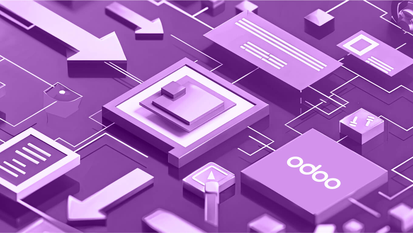 image featuring a circuit board with an Odoo logo on it