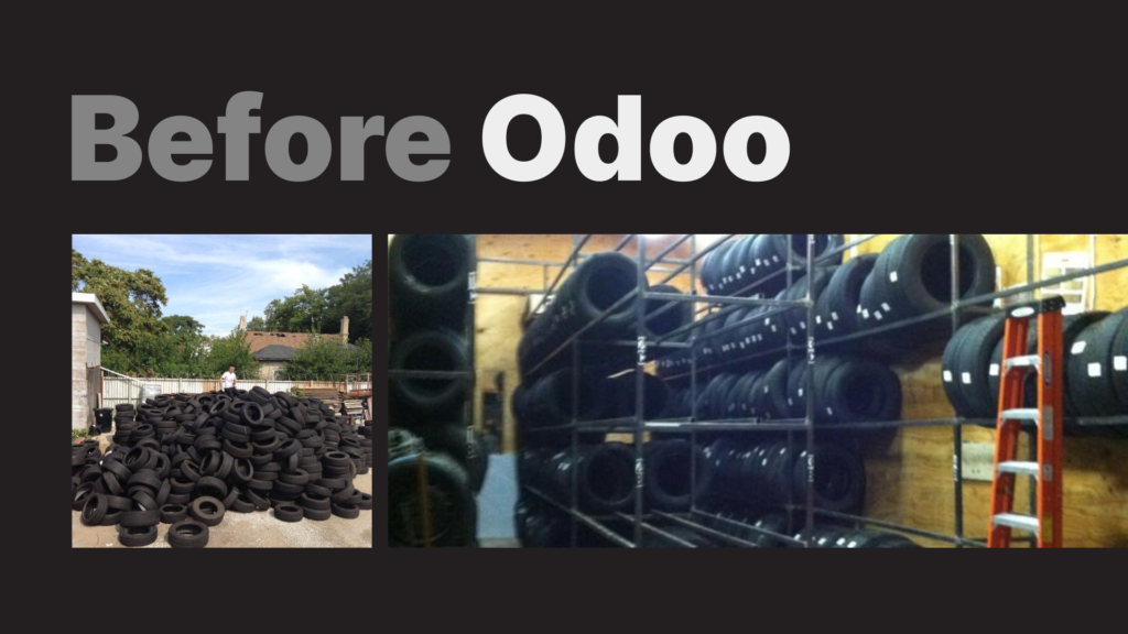 photos of United Tires warehouse before Odoo implementation