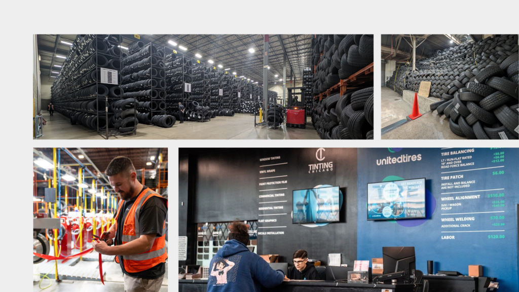 photos of United Tires warehouse after Odoo implementation