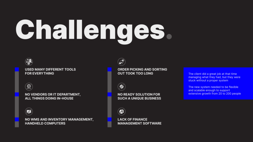 infographic depicting United Tires challenges without ERP system implemented