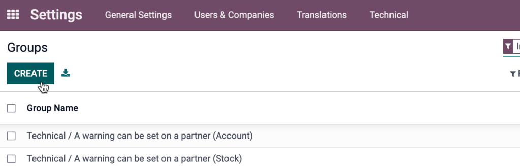 odoo groups