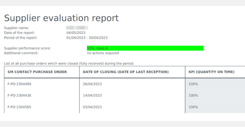 Implemented Supplier Evaluation Reporting in Odoo