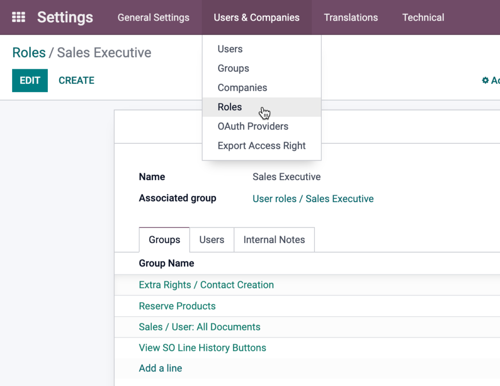 odoo roles