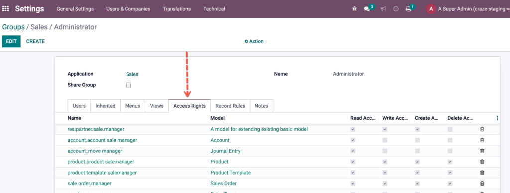 odoo access rights